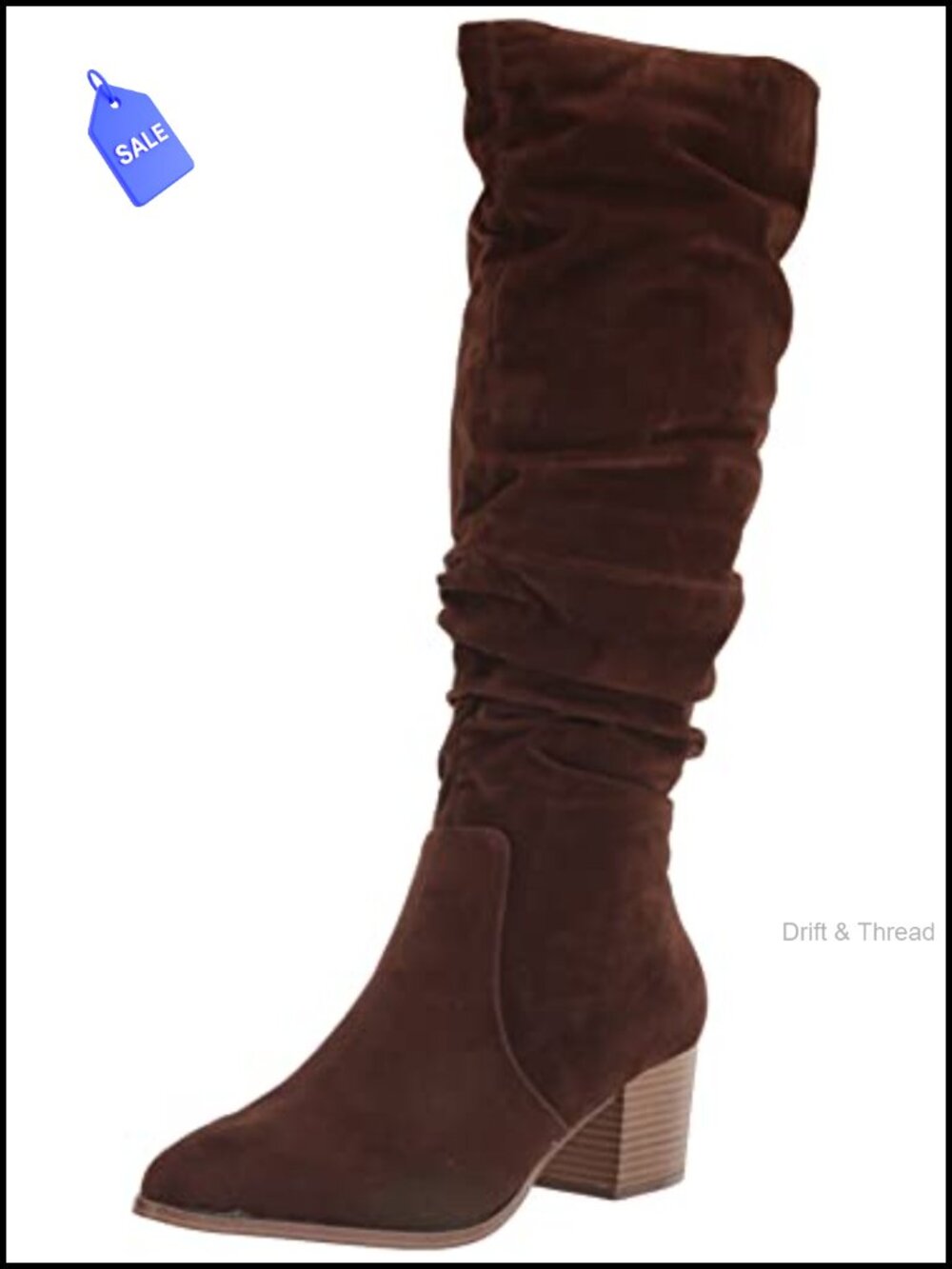Women's Tall Block Heel Boots Faux Suede Knee-High Memory Foam